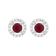 Classic Ruby Stud Earrings & Diamond Round Ear Jacket Image 1 