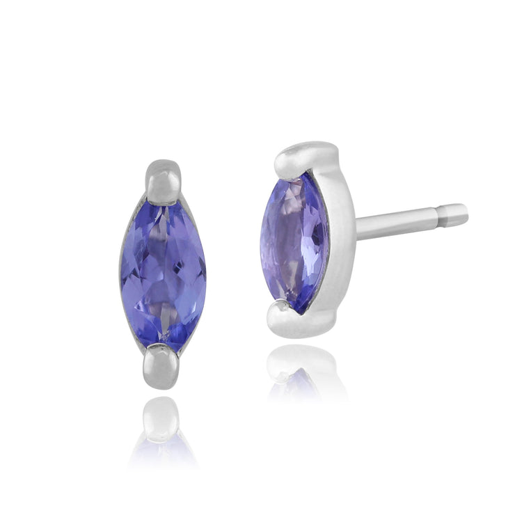 Floral Light Sapphire & Diamond Stud Earrings Image 1