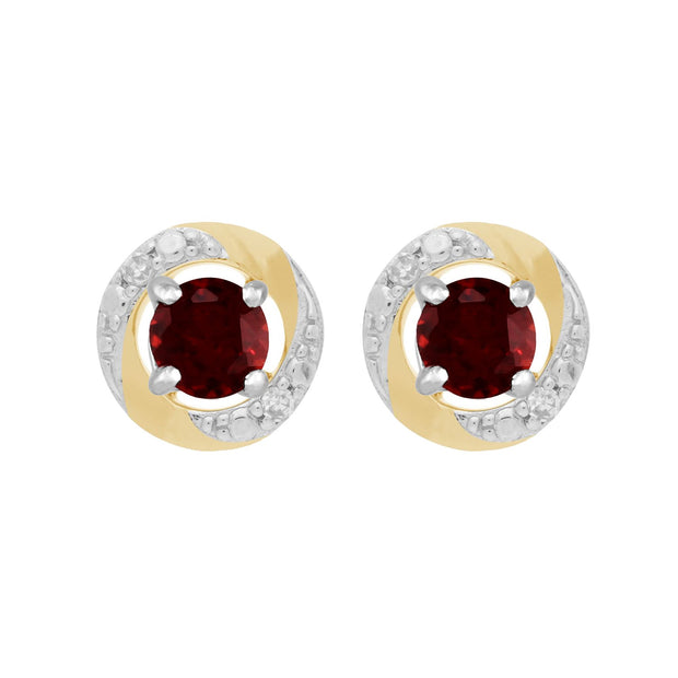 9ct White Gold Garnet Stud Earrings & Diamond Halo Ear Jacket Image 1 