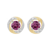 9ct White Gold Pink Sapphire Stud Earrings & Diamond Halo Ear Jacket Image 1 