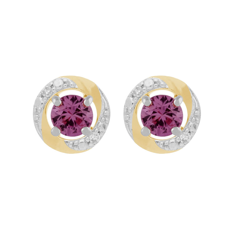9ct White Gold Pink Sapphire Stud Earrings & Diamond Halo Ear Jacket Image 1 