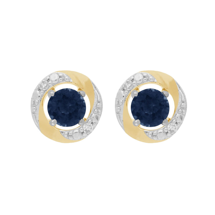 9ct White Gold Blue Sapphire Stud Earrings & Diamond Halo Ear Jacket Image 1 