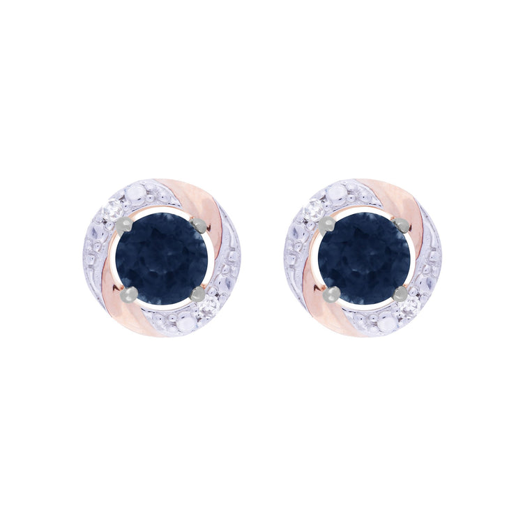 Classic Sapphire Stud Earrings & Diamond Round Earring Jacket Set Image 1