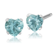Classic Aquamarine Heart Stud Earrings Image 1