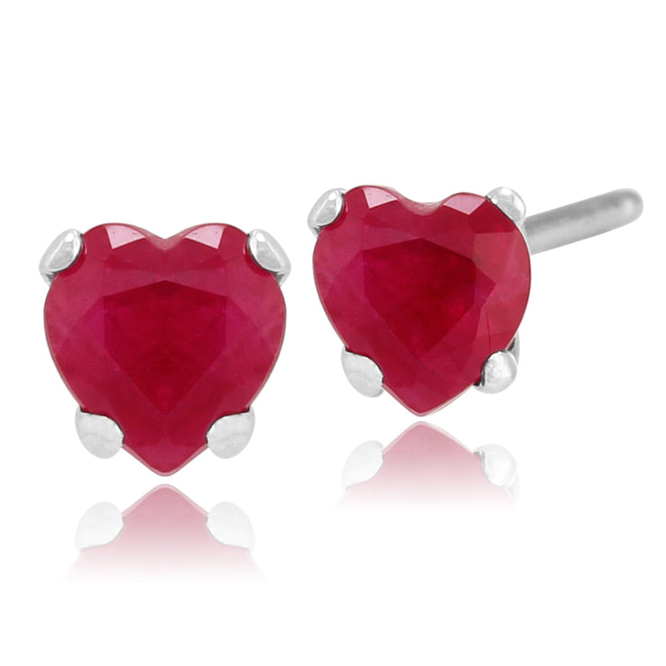 Classic Ruby Heart Stud Earrings Image 1