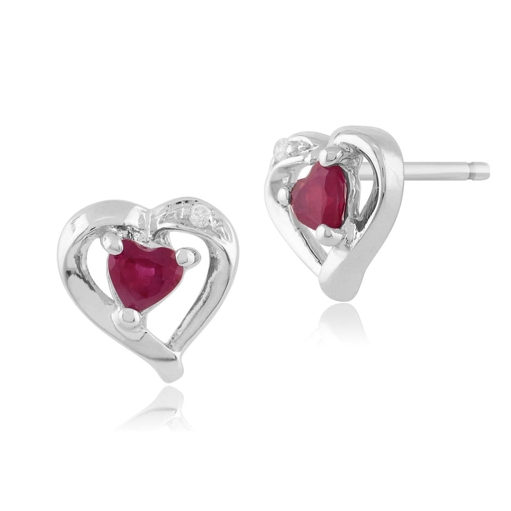 Classic Ruby & Diamond Stud Earrings Image 1