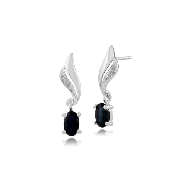 Classic Sapphire & Diamond Twist Drop Earrings Image 1