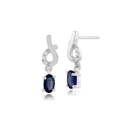 Classic Sapphire & Diamond Drop Earrings Image 1