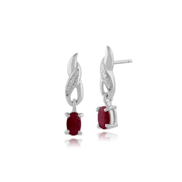 Classic Ruby & Diamond Drop Earrings Image 1