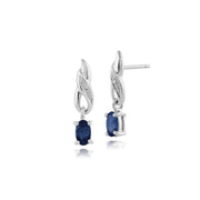 Classic Sapphire & Diamond Drop Earrings Image 1