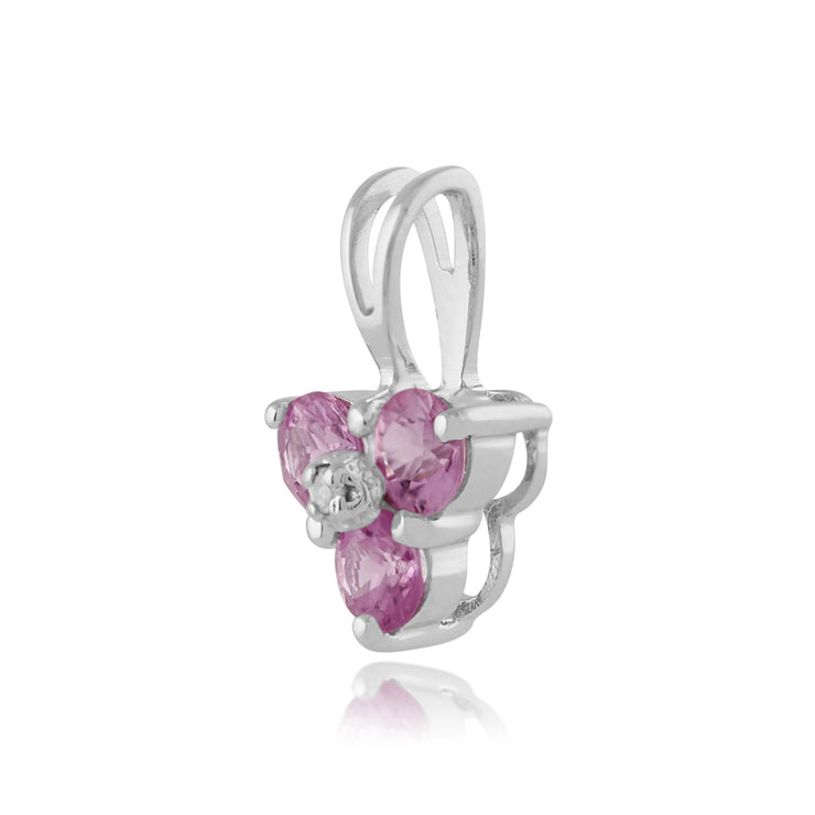 Classic Pink Sapphire & Diamond Stud Earrings & Pendant Set Image 5