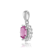 Classic Pear Pink Sapphire & Diamond Cluster Stud Earrings & Pendant Image 5