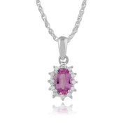 Classic Pear Pink Sapphire & Diamond Cluster Stud Earrings & Pendant Image 4