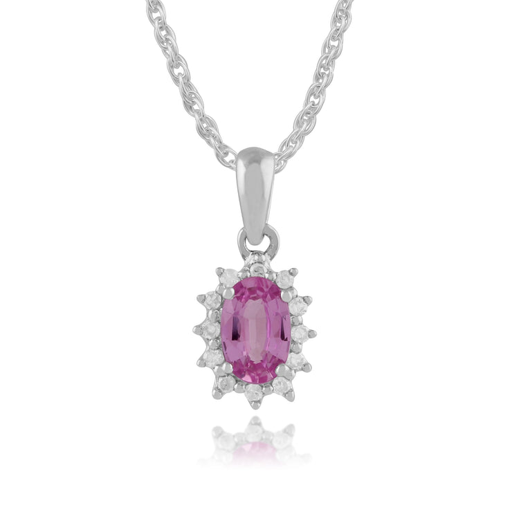 Classic Pear Pink Sapphire & Diamond Cluster Stud Earrings & Pendant Image 4