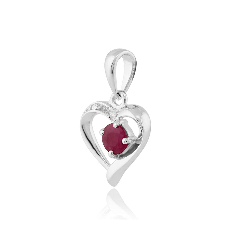 Classic Ruby & Diamond Heart Pendant on Chain Image 2