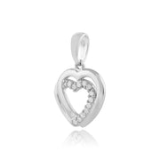 Classic Diamond Double Heart Stud Earrings & Pendant Set Image 5