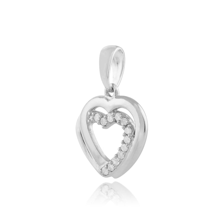 Classic Diamond Double Heart Stud Earrings & Pendant Set Image 5