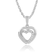 Classic Diamond Double Heart Stud Earrings & Pendant Set Image 4