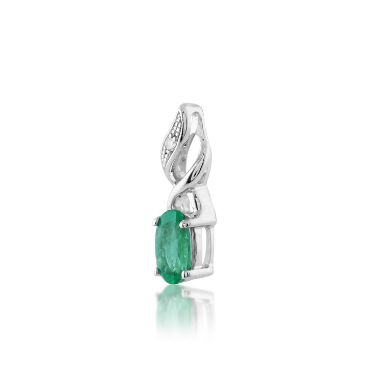 Classic Emerald & Diamond Pendant on Chain Image 2