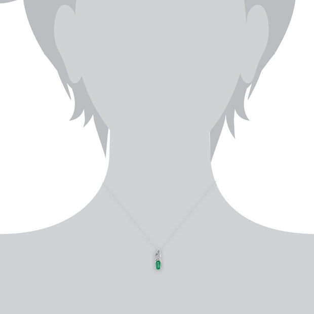 Classic Emerald & Diamond Pendant on Chain Image 3