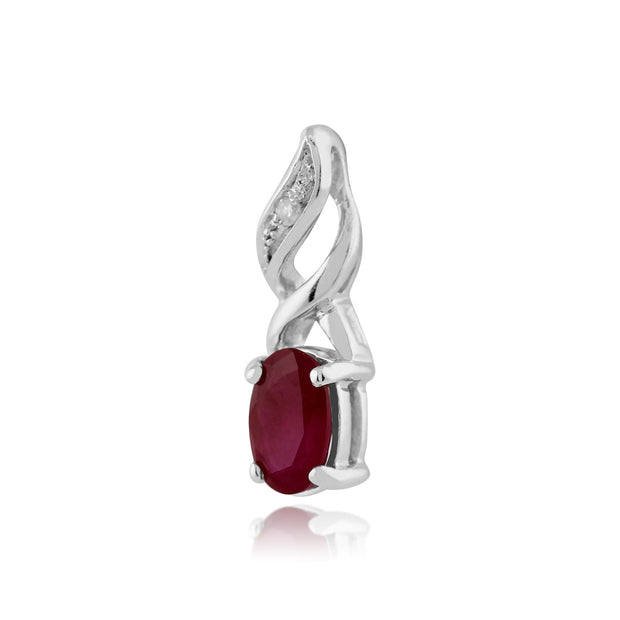 Classic Ruby & Diamond Pendant on Chain Image 2