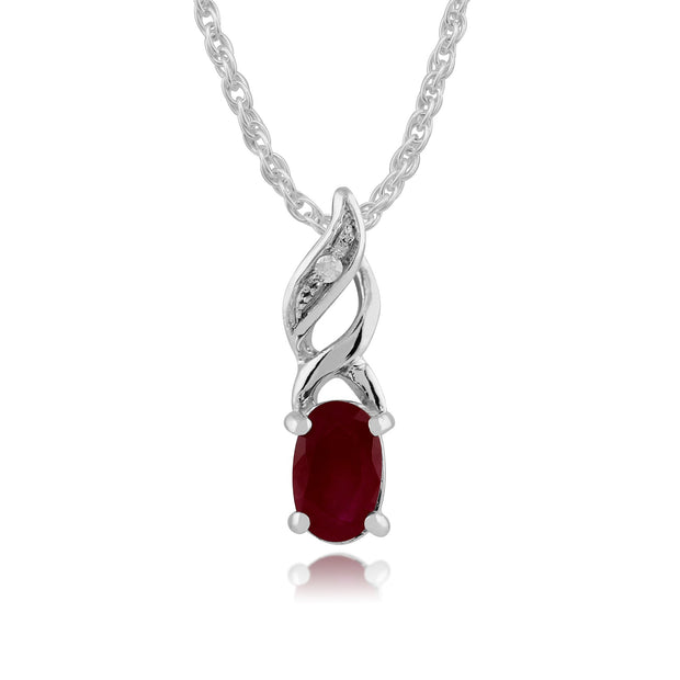 Classic Ruby & Diamond Pendant on Chain Image 1
