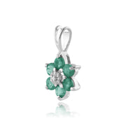 Floral Emerald & Diamond Cluster Pendant on Chain Image 2