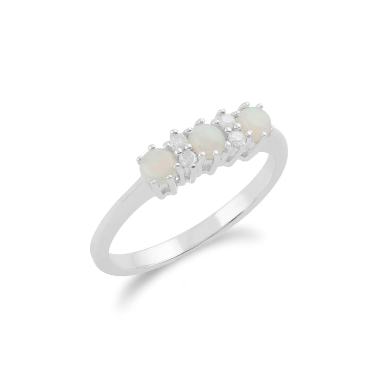 Gemondo 9ct White Gold 0.26ct Opal & Diamond Ring Image 2