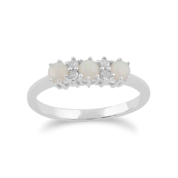 Gemondo 9ct White Gold 0.26ct Opal & Diamond Ring Image 1