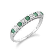 Emerald & Diamond Half Eternity Ring Image 2