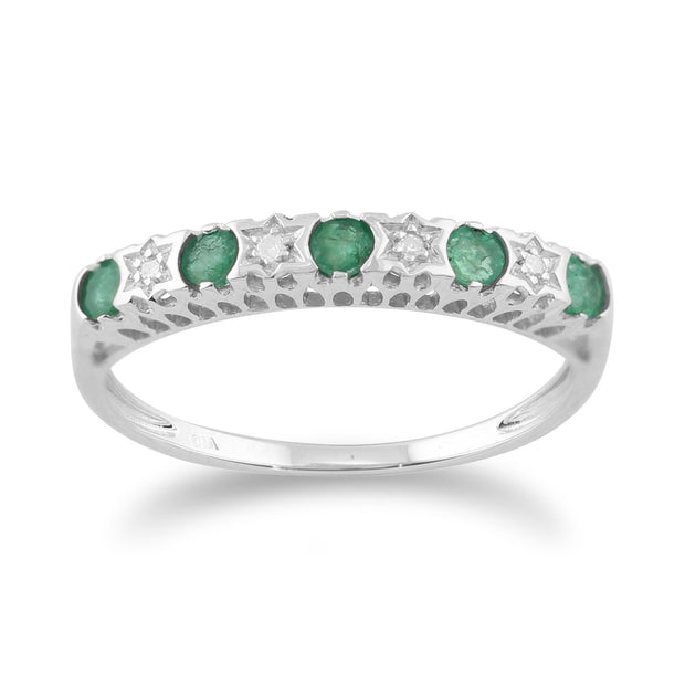 Emerald & Diamond Half Eternity Ring Image 1