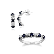 Sapphire & Diamond Half Hoop & Rint Set Image 1