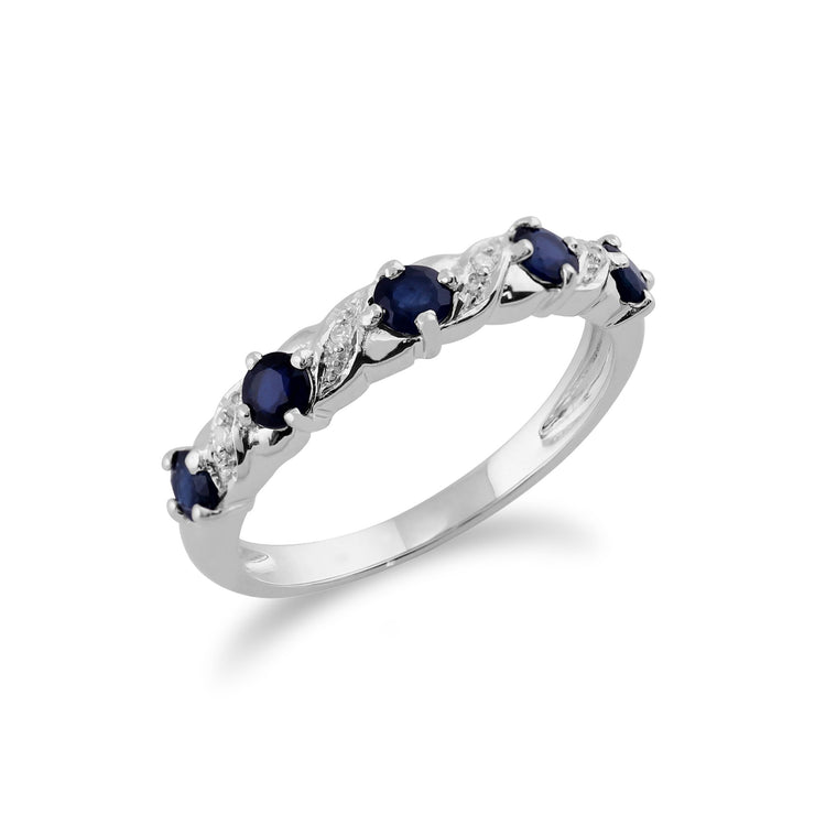 Sapphire & Diamond Half Eternity Ring Image 2