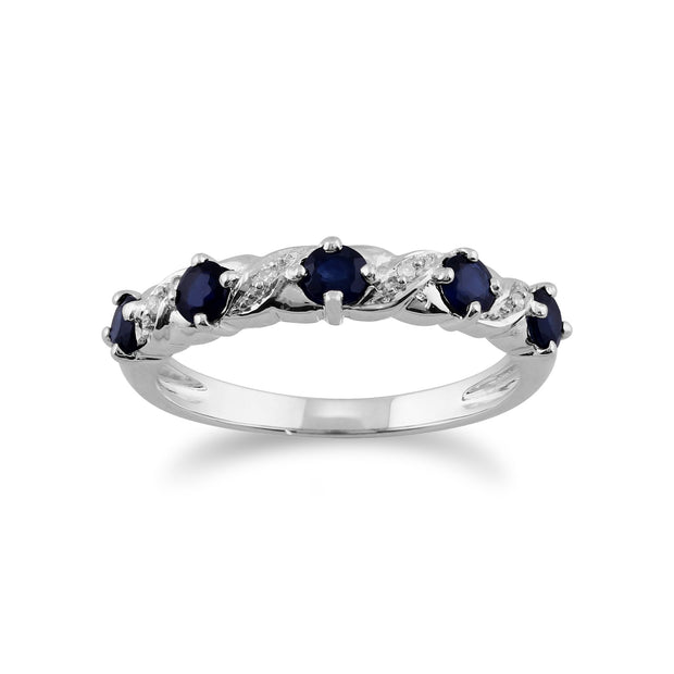 Sapphire & Diamond Half Hoop & Rint Set Image 3