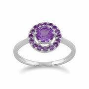 Gemondo 9ct White Gold Natural Amethyst 6 Claw Cluster Ring Image 1