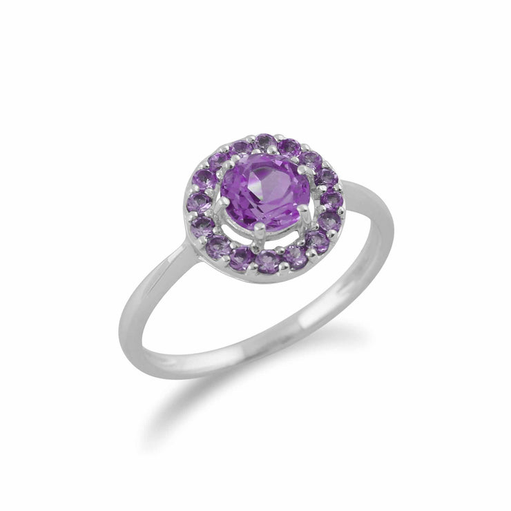 Gemondo 9ct White Gold Natural Amethyst 6 Claw Cluster Ring Image 2