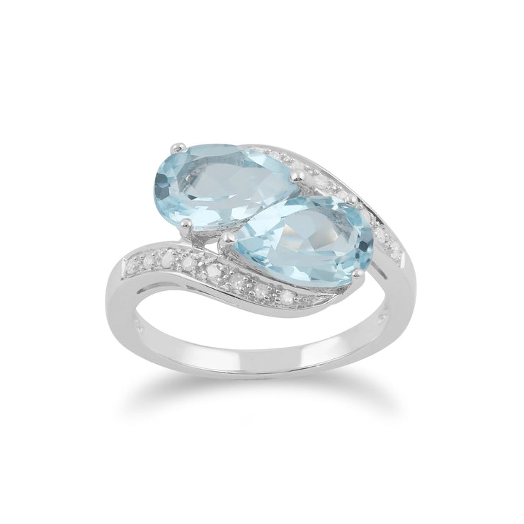 Gemondo 9ct White Gold 3.15ct Blue Topaz & Diamond Ring Image 1