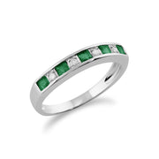 Emerald & Diamond Half Eternity Ring Image 2