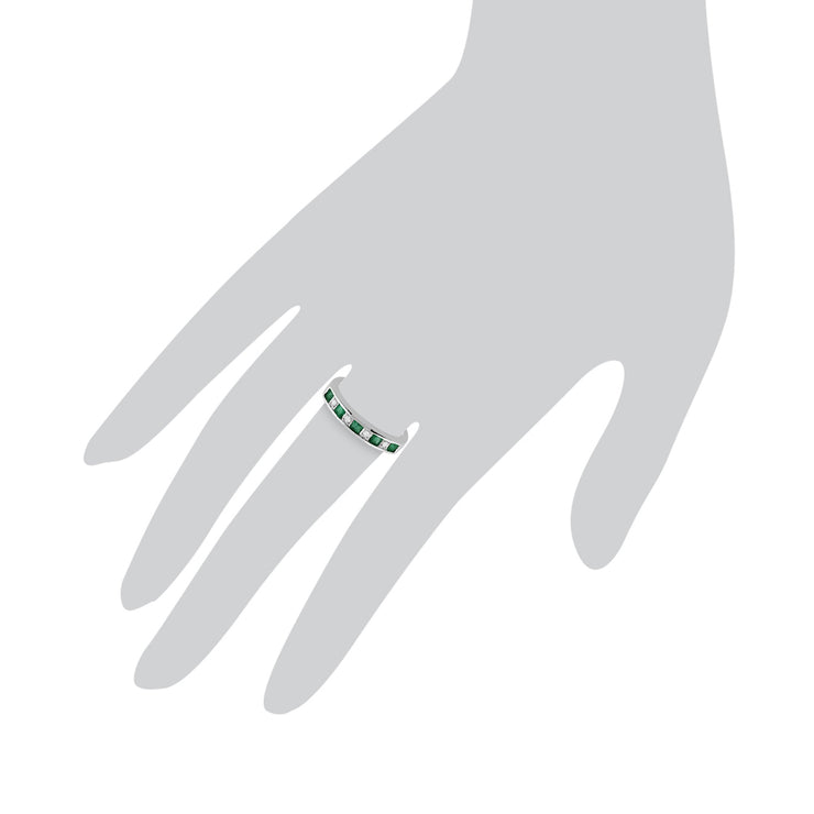 Emerald & Diamond Half Eternity Ring Image 3