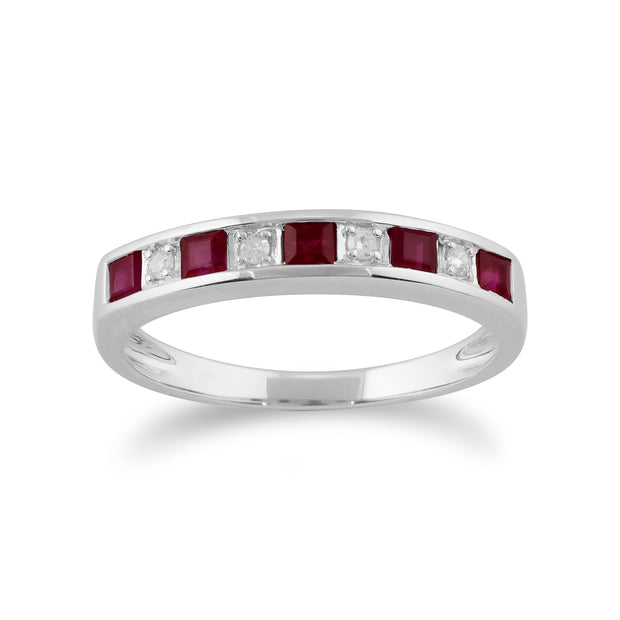 Ruby & Diamond Half Eternity Ring Image 1