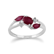 Ruby & Diamond Crossover Ring Image 1