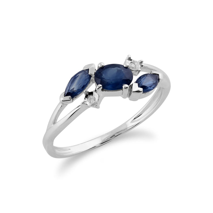 Gemondo 9ct White Gold 0.78ct Blue Kanchanaburi Sapphire & Diamond Ring Image 2