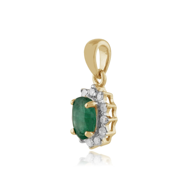 Classic Emerald & Diamond Cluster Pendant on Chain Image 2