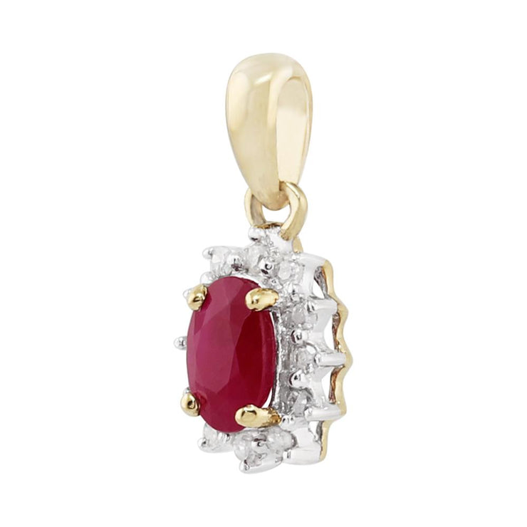 Classic Ruby & Diamond Cluster Pendant on Chain Image 2