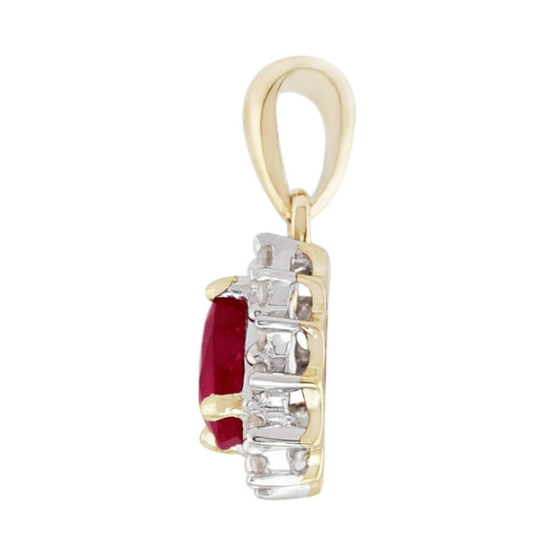 Classic Ruby & Diamond Cluster Pendant on Chain Image 3