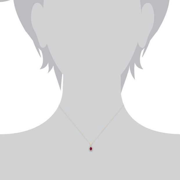 Classic Ruby & Diamond Cluster Pendant on Chain Image 4