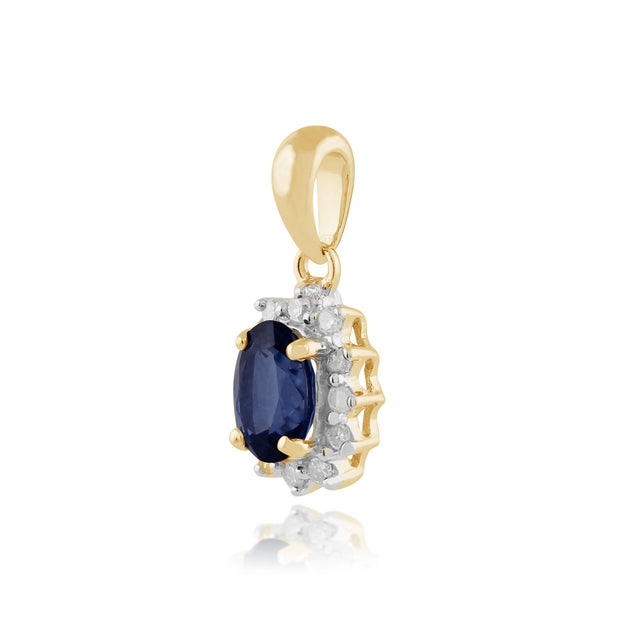 Classic Sapphire & Diamond Cluster Pendant on Chain Image 2