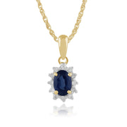 Classic Sapphire & Diamond Halo Stud Earrings & Pendant Set Image 3