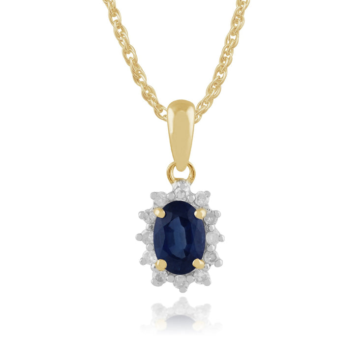 Classic Sapphire & Diamond Halo Stud Earrings & Pendant Set Image 3