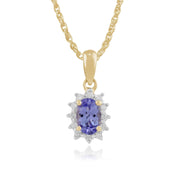 Classic Tanzanite & Diamond Halo Cluster Stud Earrings & Pendant Set Image 3